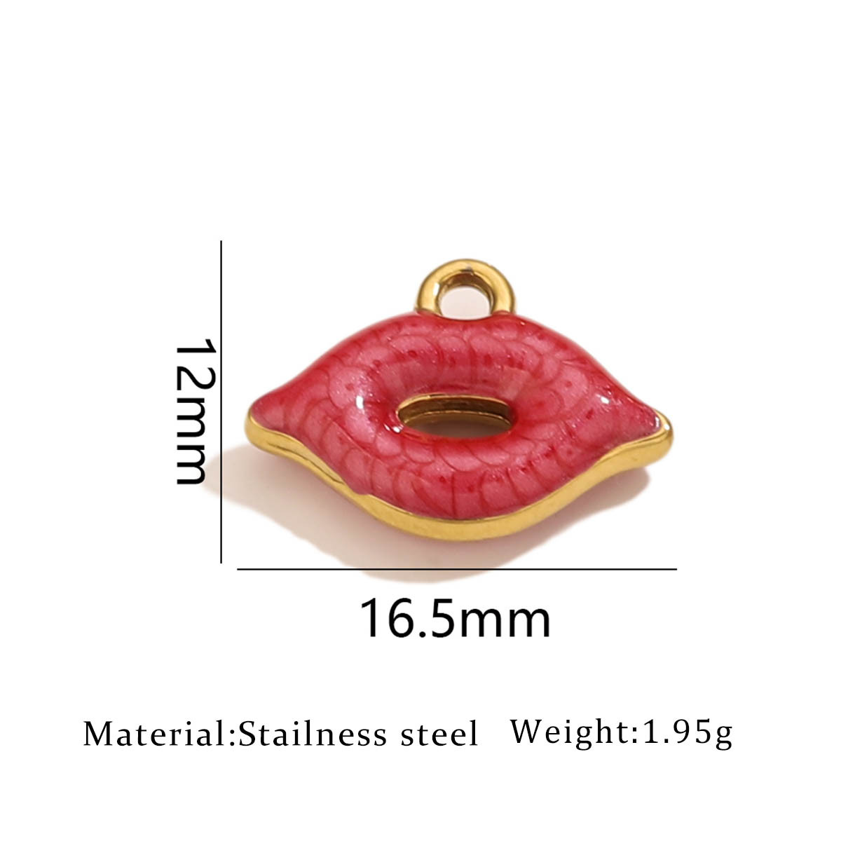 One gold dripping oil lip pendant-rose red