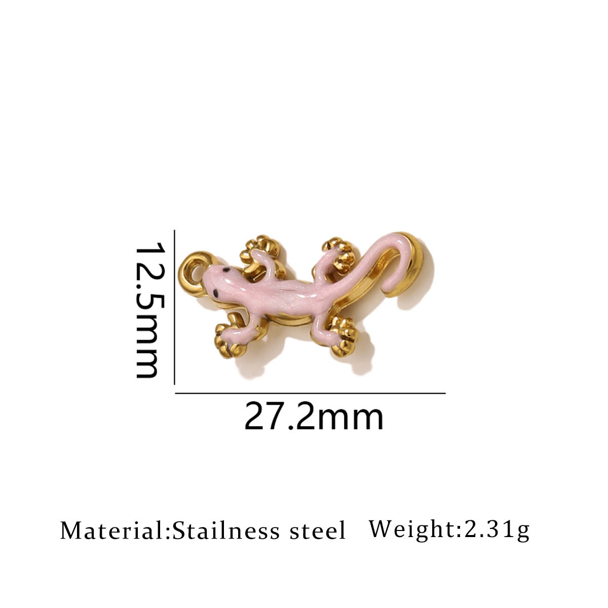One golden oil dripping gecko pendant-pink