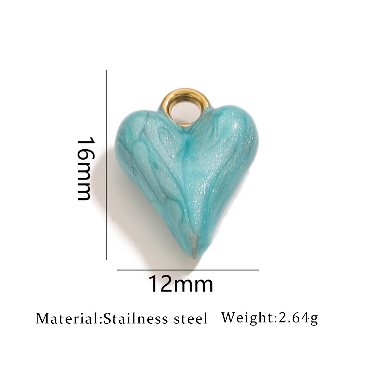 6:One c349-6 gold-plated enamel heart pendant - green