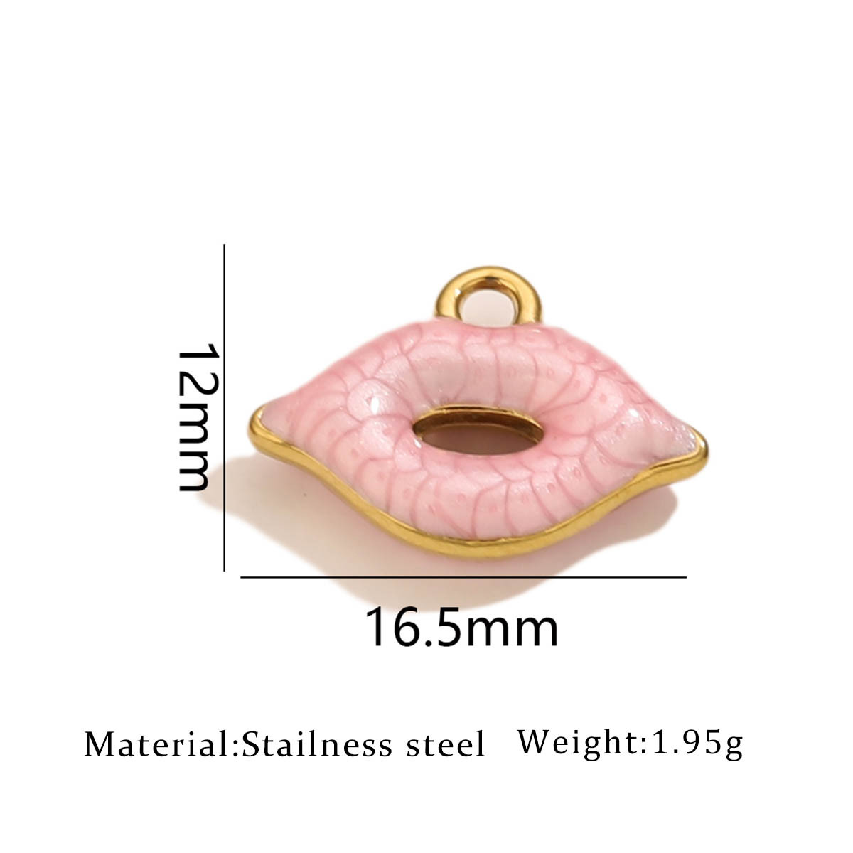 8:One golden oil dripping lip pendant-pink