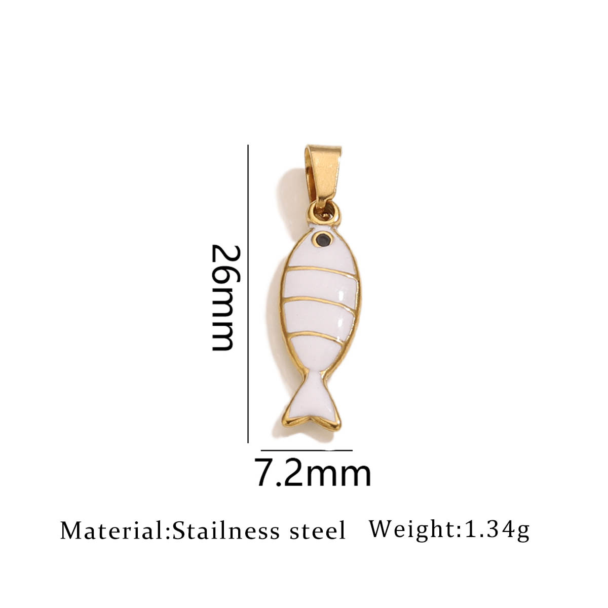 14:One golden oil dripping fish pendant - white
