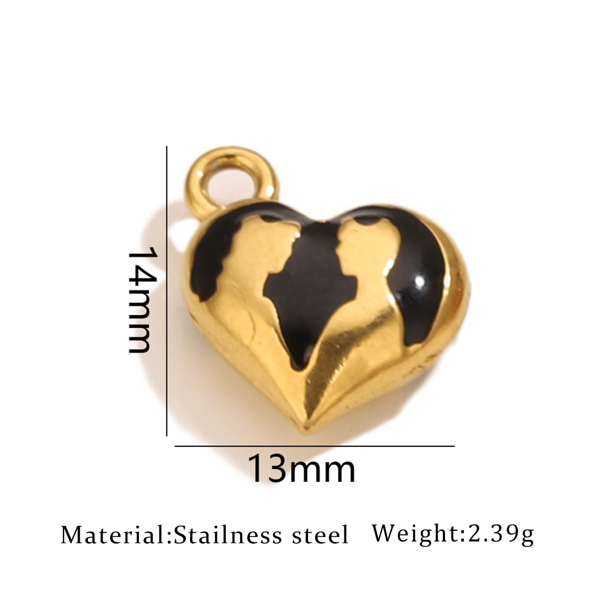 20:One c351-2 gold enamel heart pendant - black