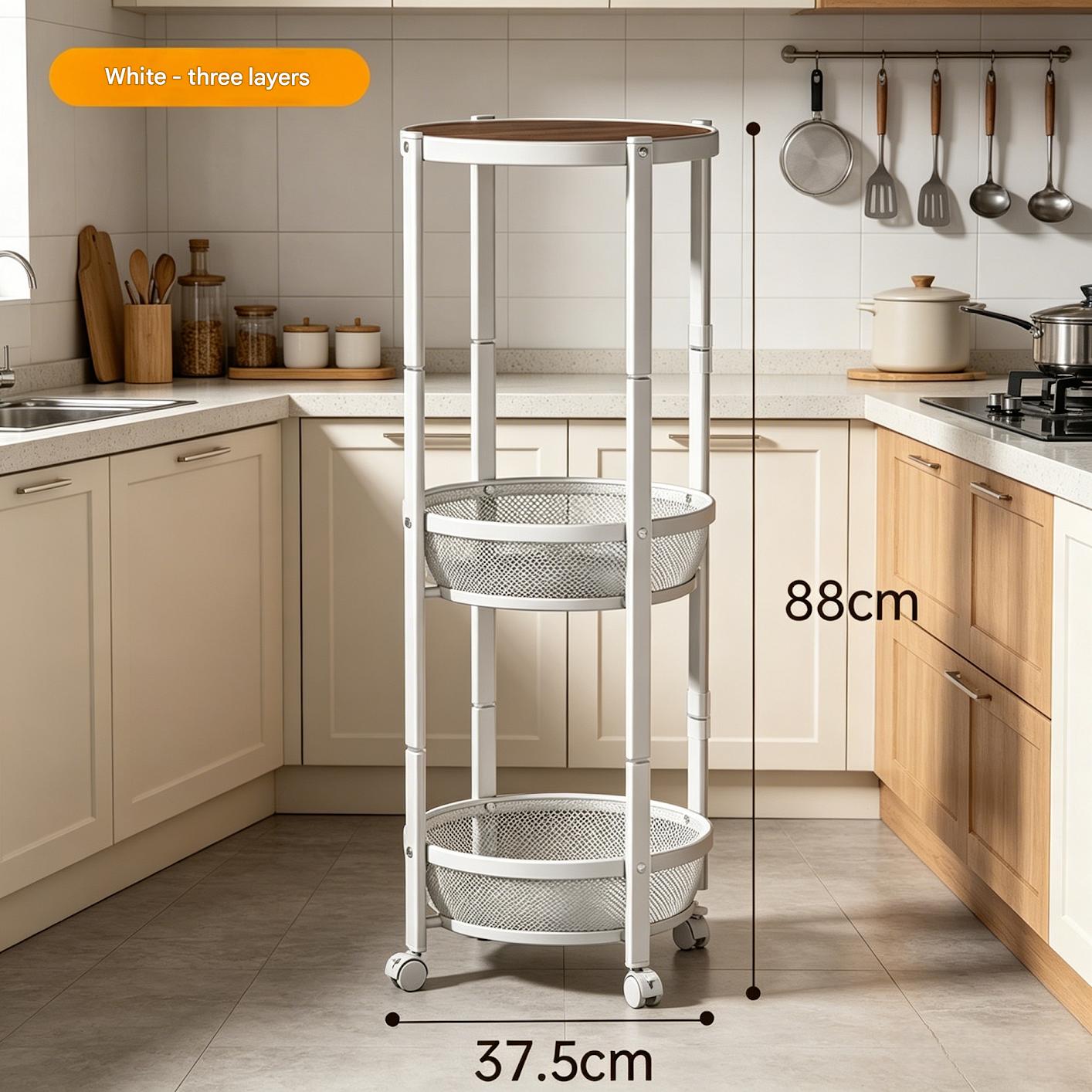 88*35cm installation-free folding side table with three layers - pure white