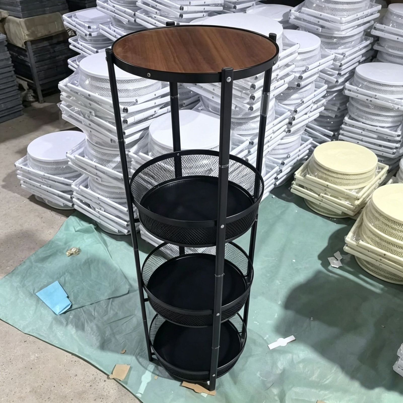 Installation-free folding side table-four layers black