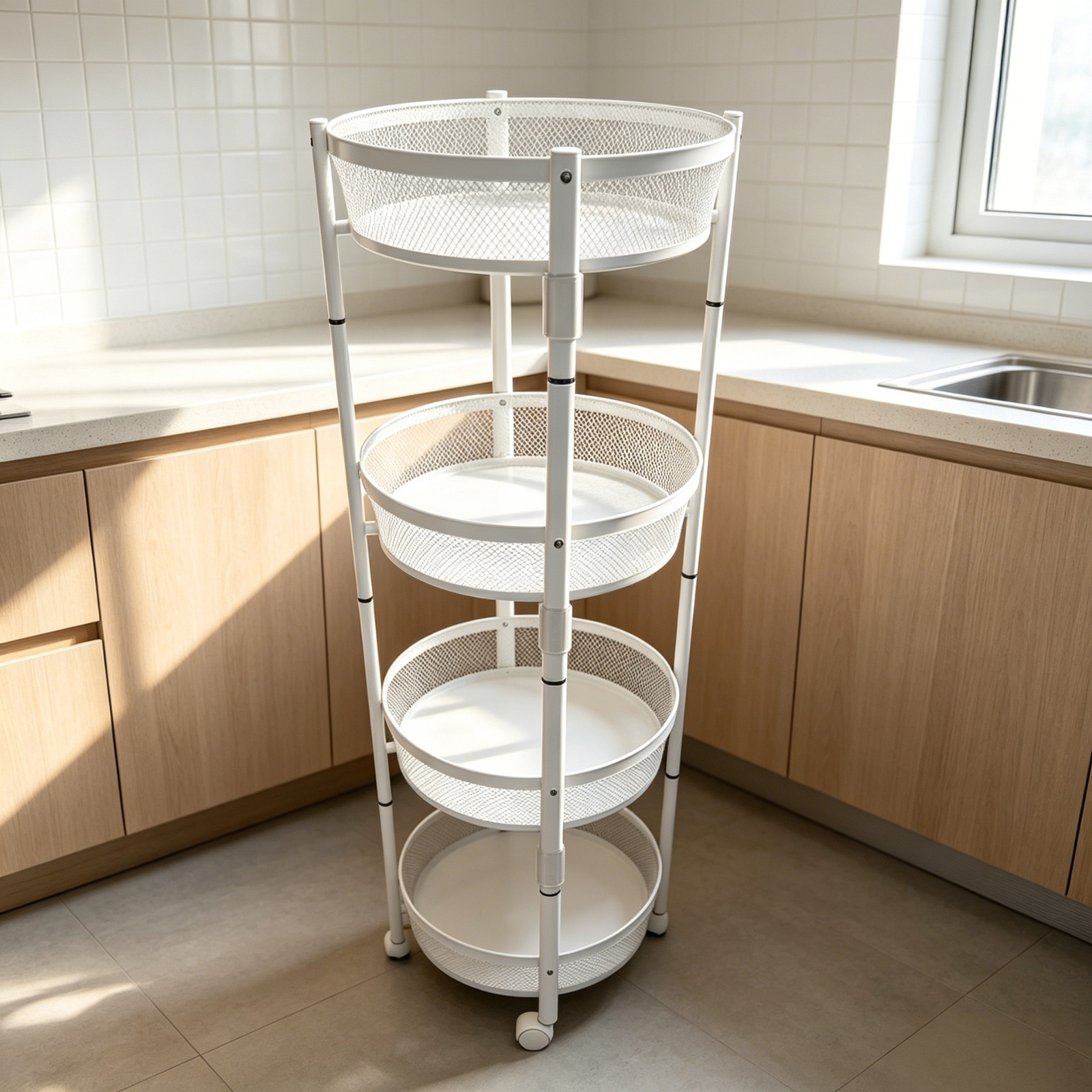 [white] four-layer installation-free folding side table