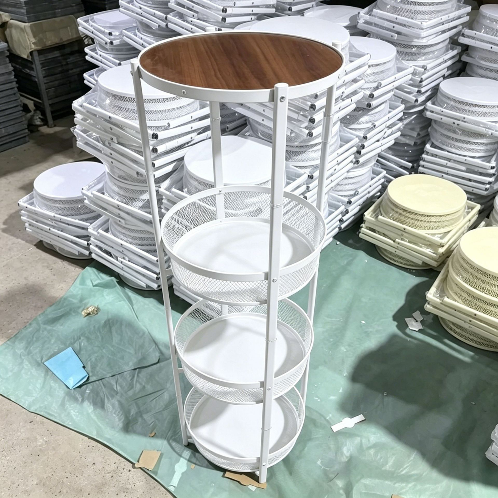 Installation-free folding side table-four layers of pure white