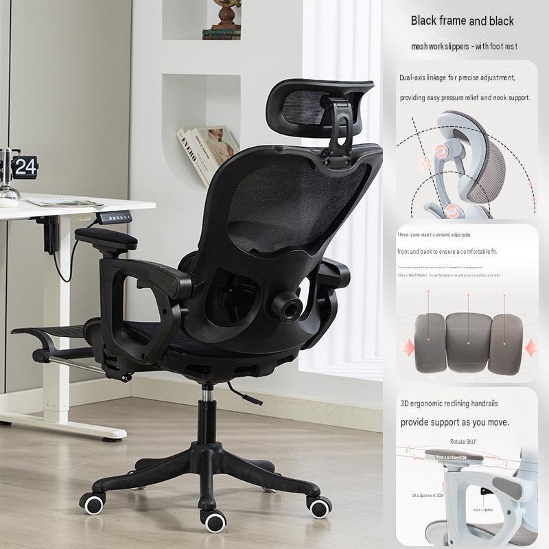 Hollow seat cushion, black frame, black mesh 3d armrests  130 reclining   footrest
