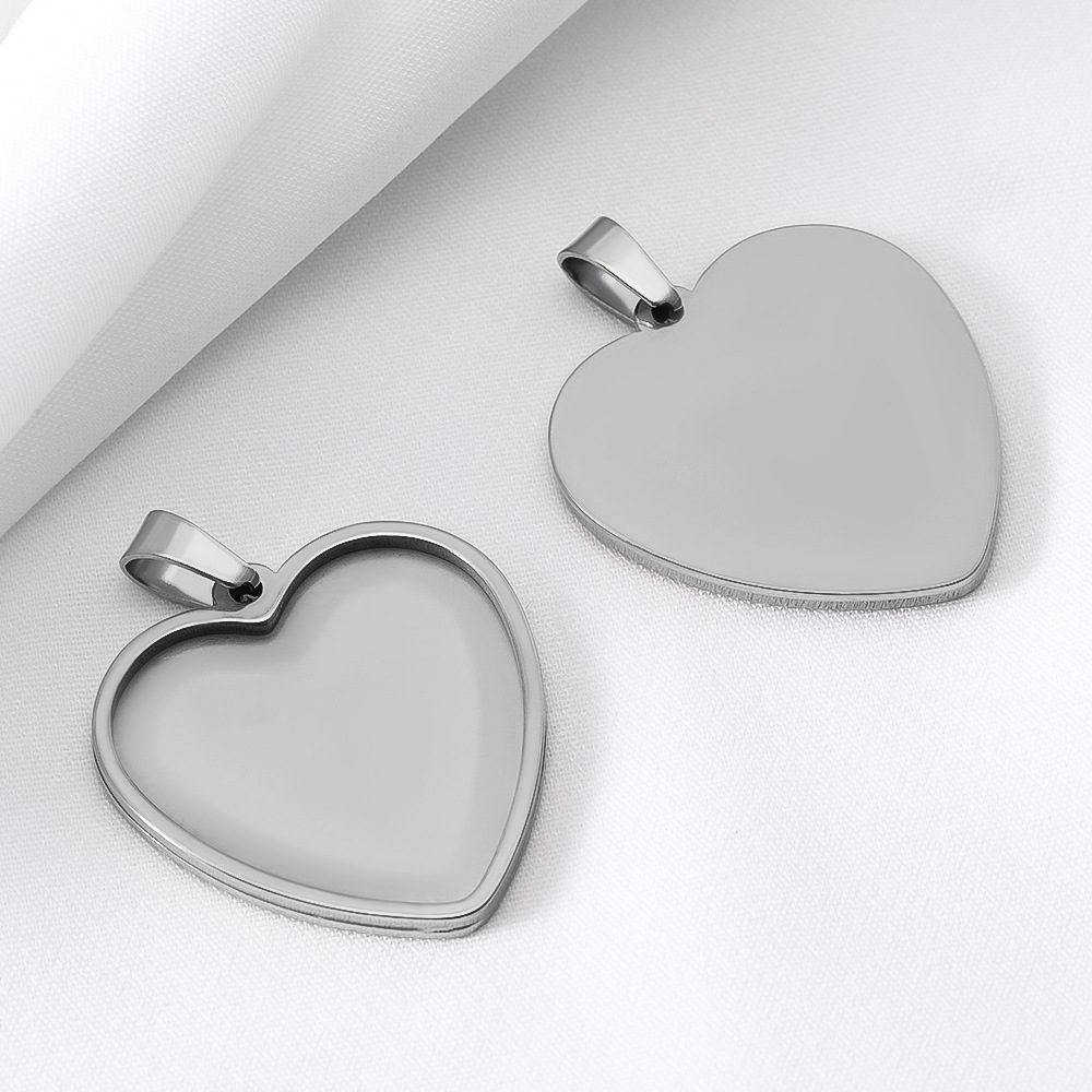 Steel color heart-shaped-25x22mm 5pcs