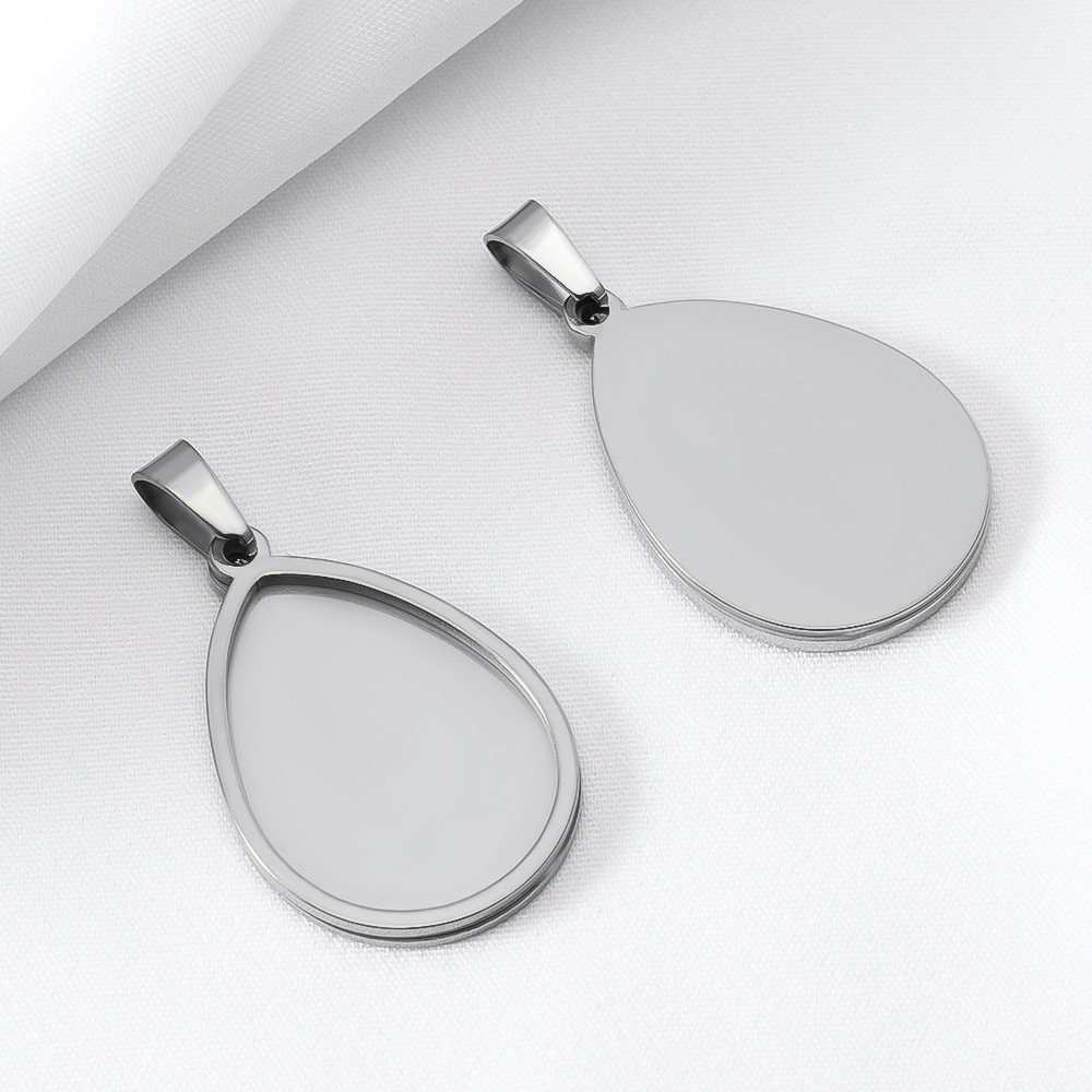 Steel color water drop-24x17mm 5pcs