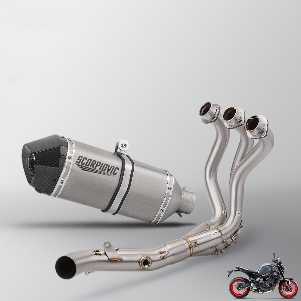Mt-09 stainless steel fully split front section (14-20)   sr6 titanium color real carbon head