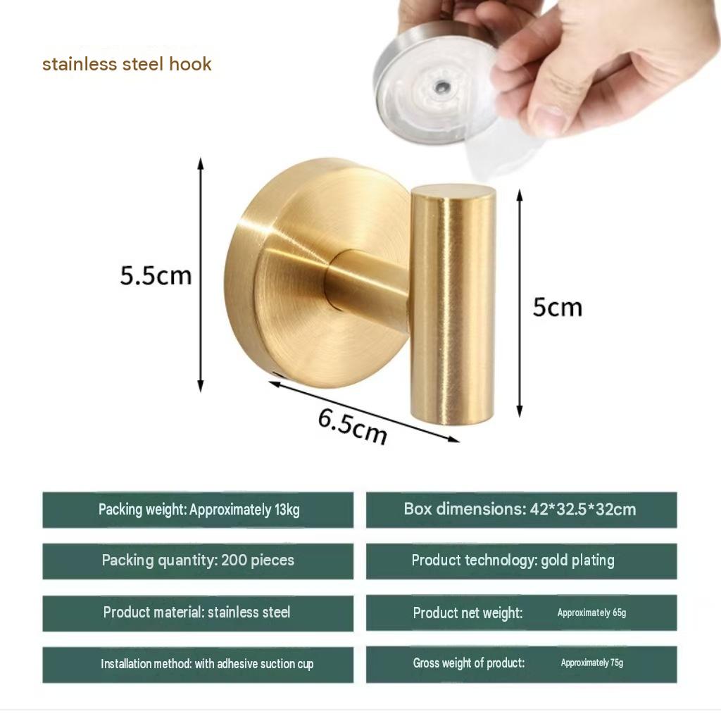 Heavy-duty suction cup t-hook, gold finish