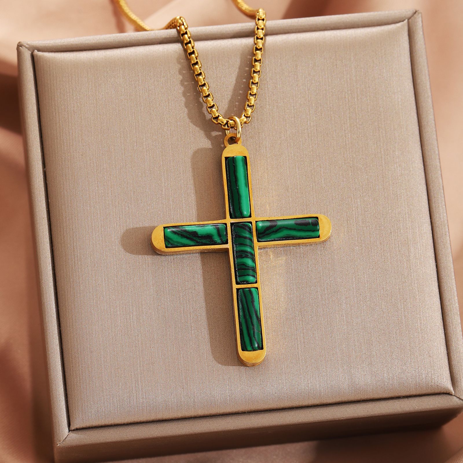 Turquoise cross necklace gold