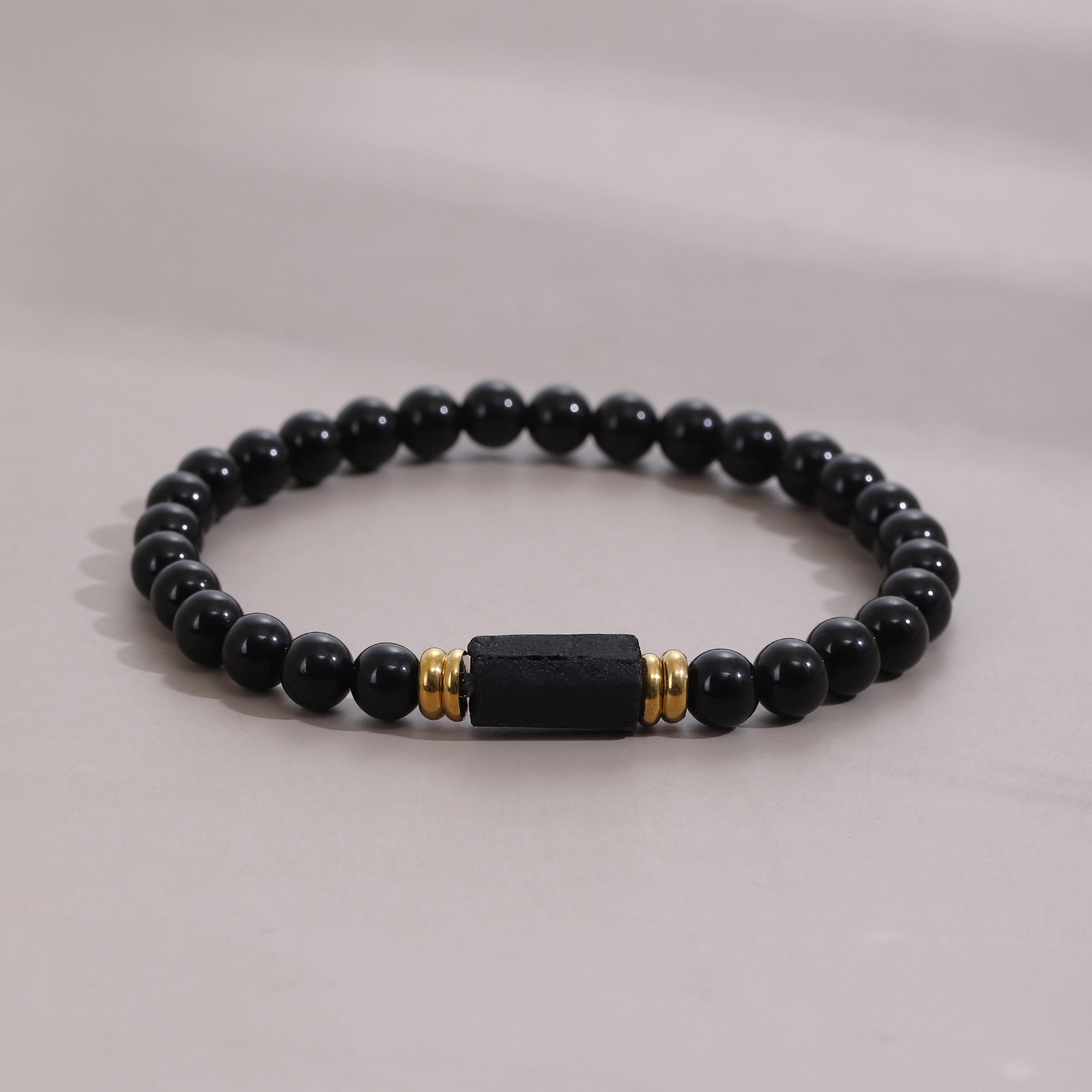 1pc 6mm tourmaline natural obsidian beads bracelet