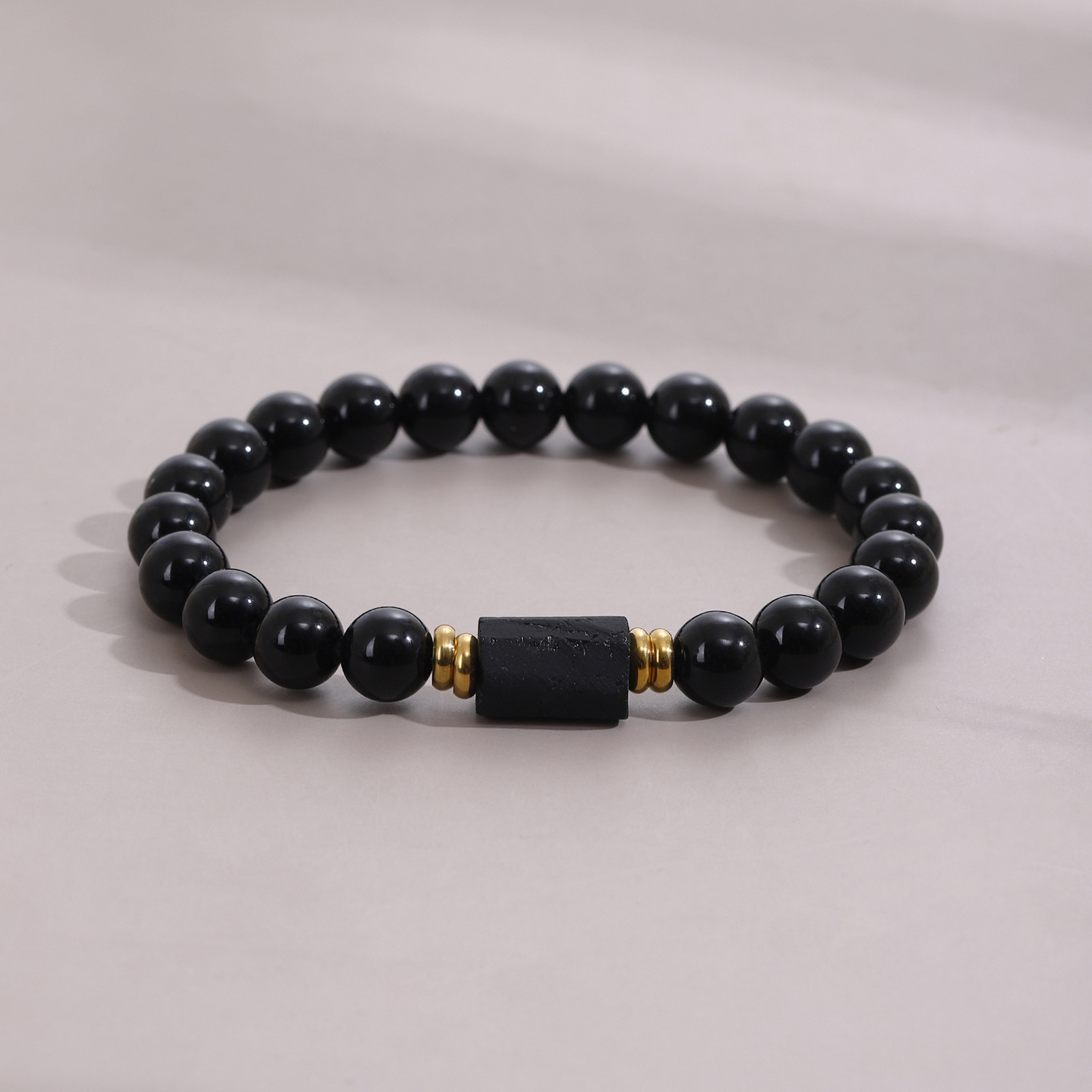 1pc 8mm tourmaline natural obsidian beads bracelet