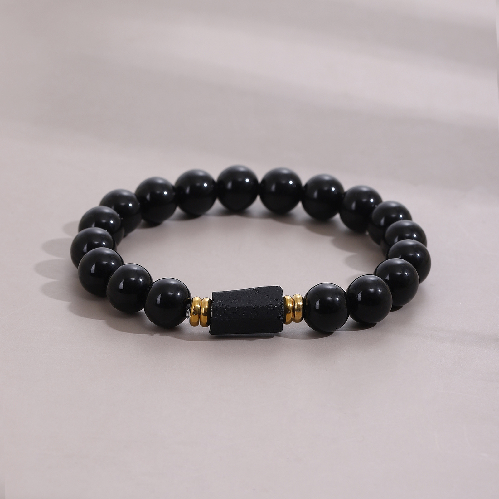 1pc 10mm tourmaline obsidian beads bracelet
