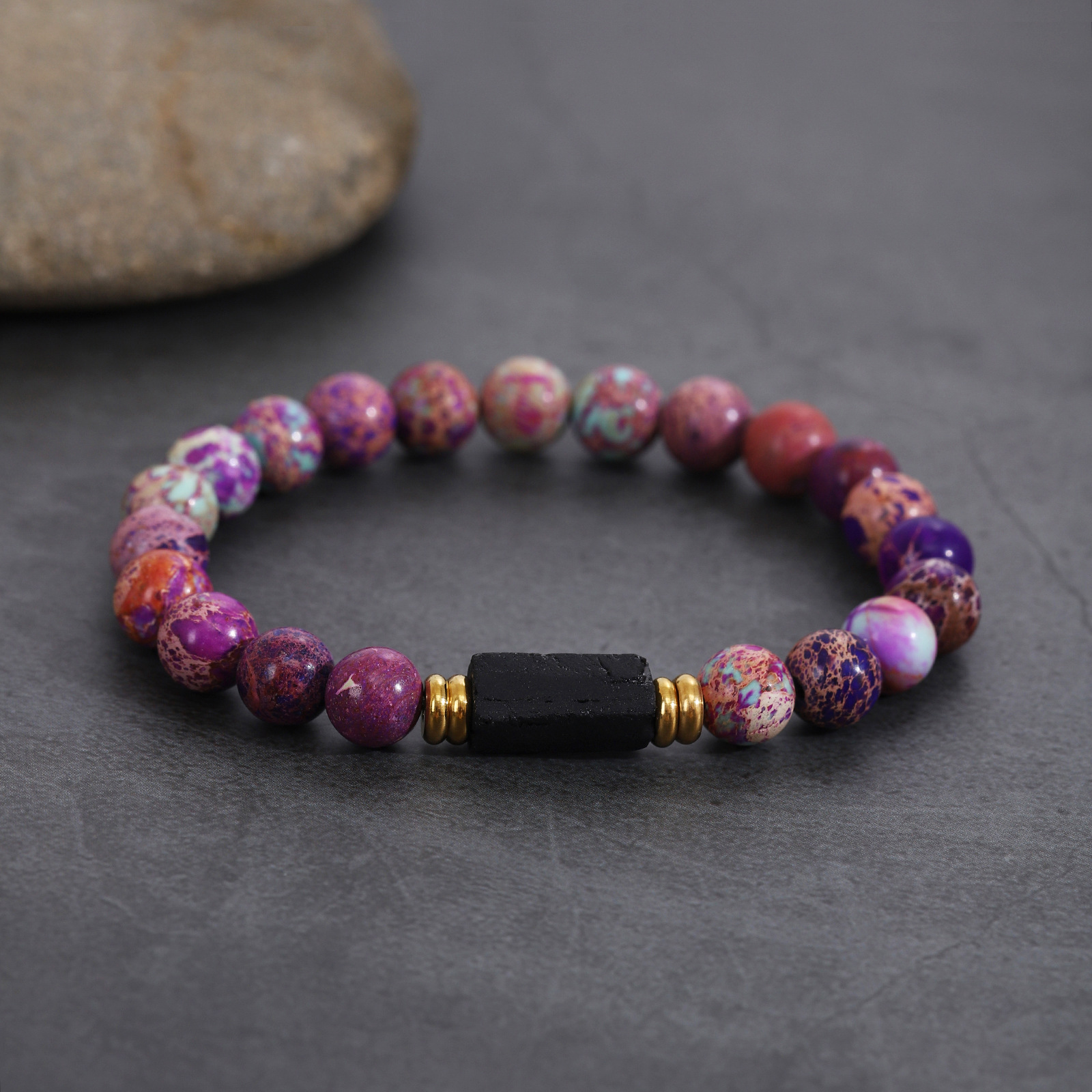 1 piece 8mm tourmaline sky purple turquoise beads
