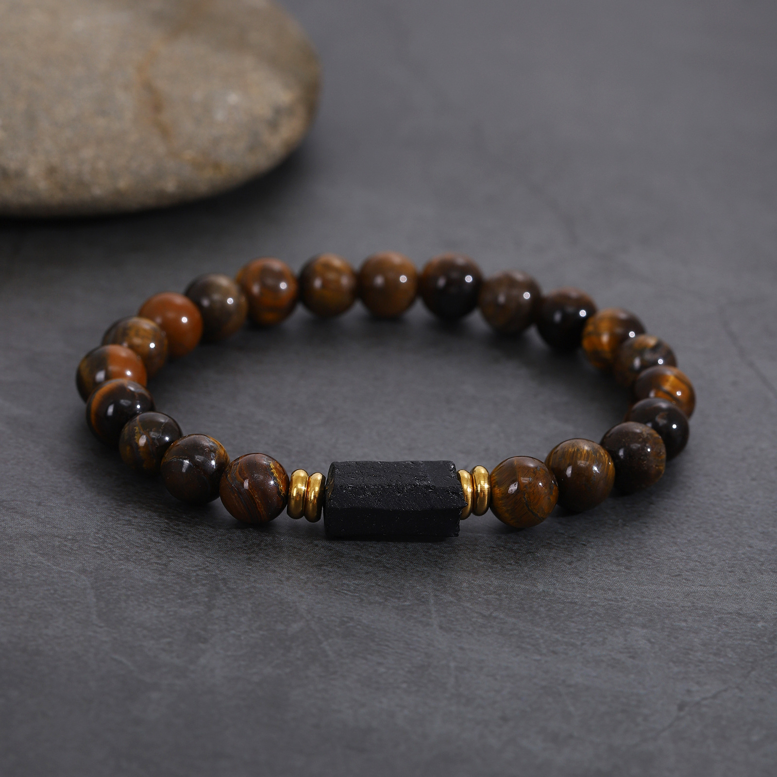 1 piece 8mm tourmaline yellow tiger eye beads