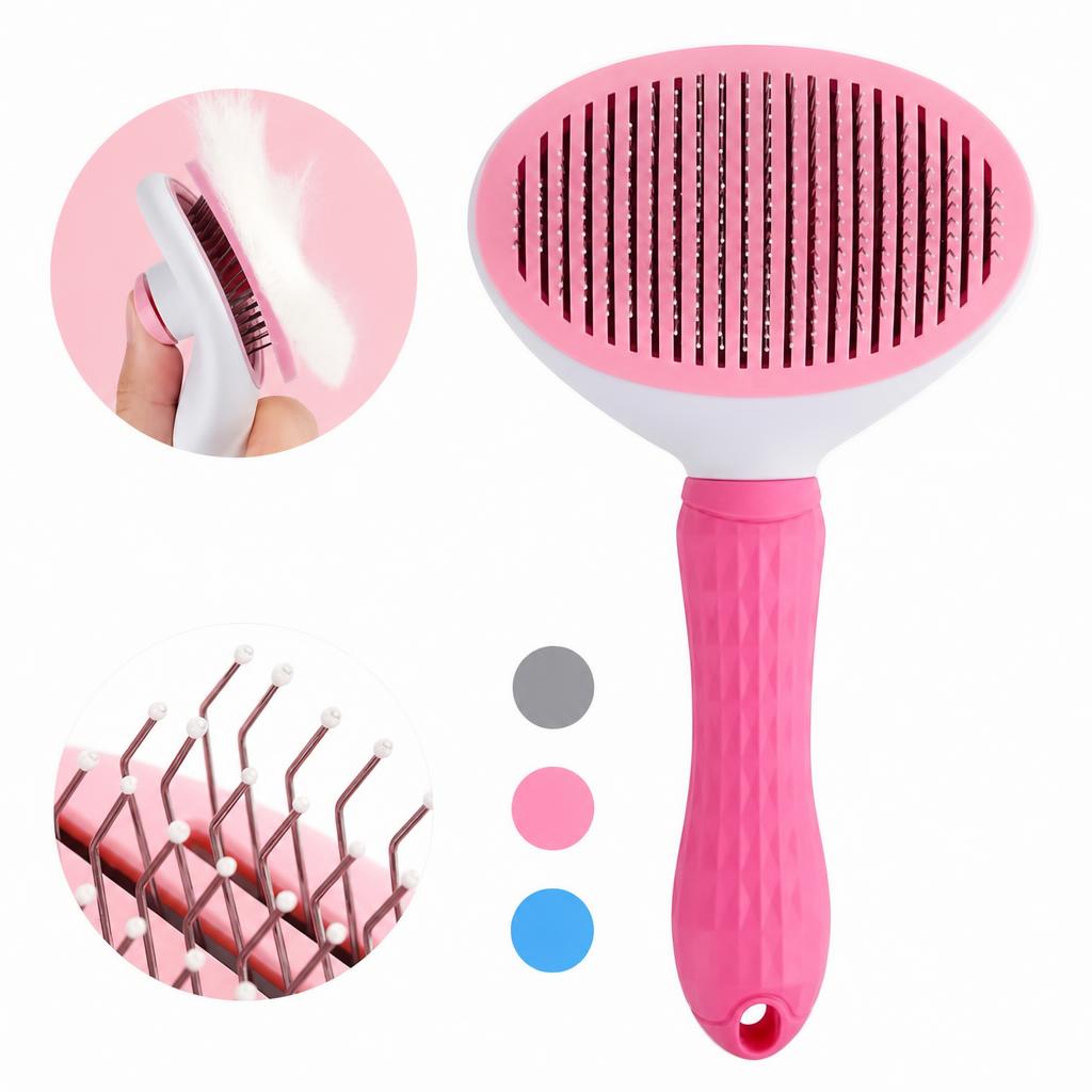 Pink-pp fine needle comb [plastic opp]