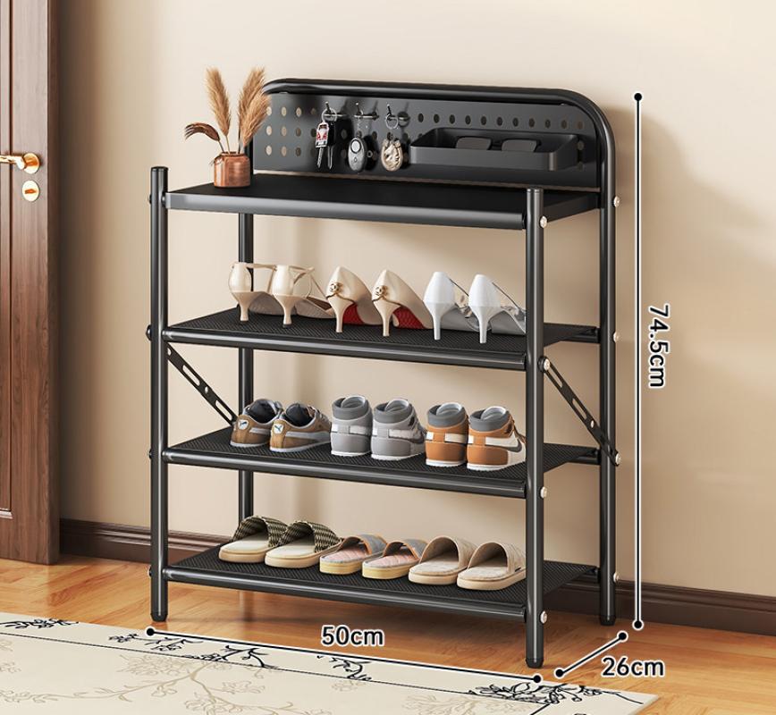 DB30B-Fine Mesh Folding Shoe Rack, Four Layers, 500mm Length (Black)