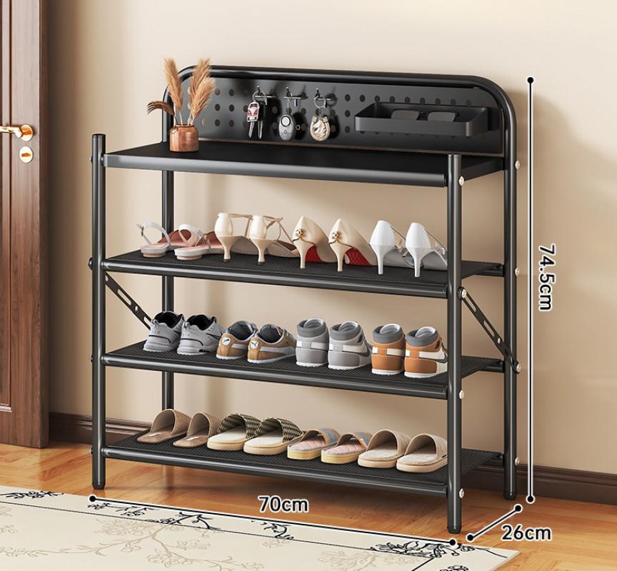 DB30F-Fine Mesh Folding Shoe Rack, Four Layers, 700mm Long (Black)