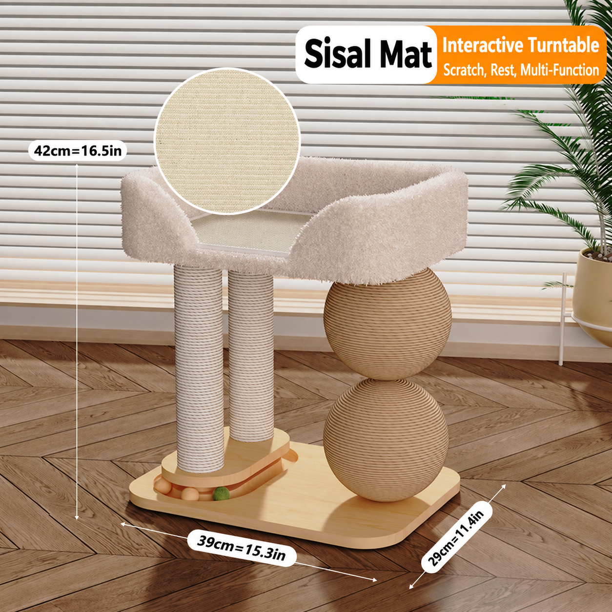 Double ball double cat grab column cat nest [sisal]]