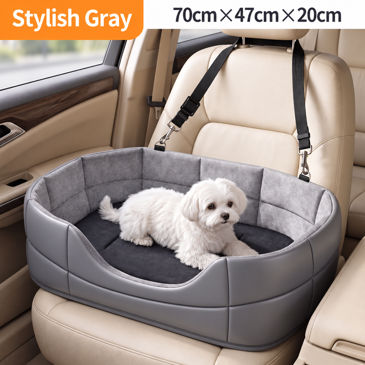 Car leather pet nest fashion gray 70*47cm free mat   safety rope