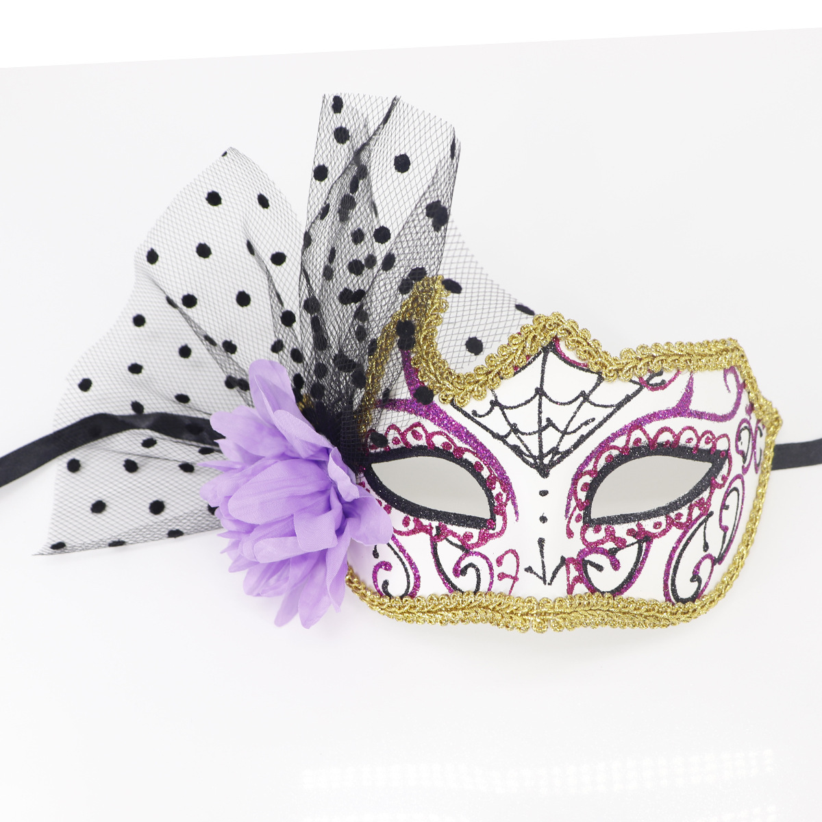 Undead polka dot net calf horn purple