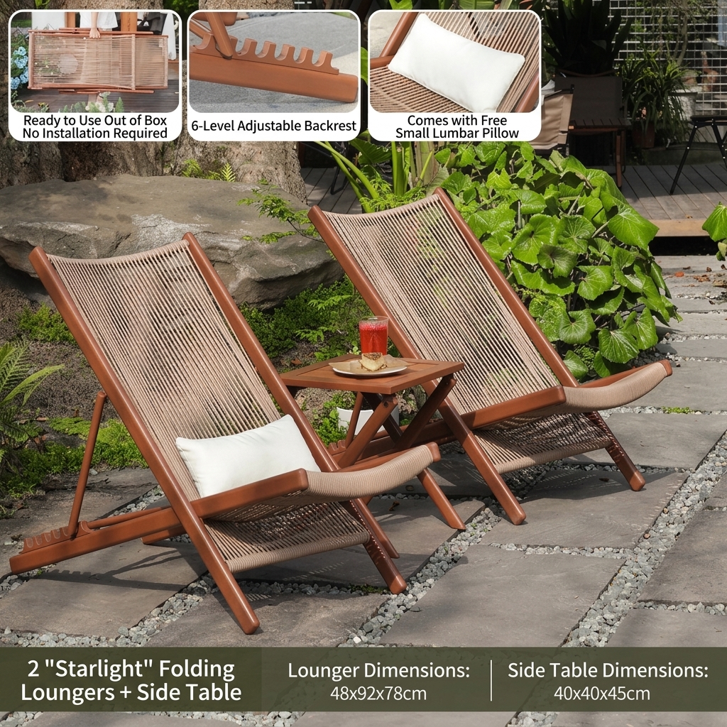 2* XL Loungers with cushions and side table