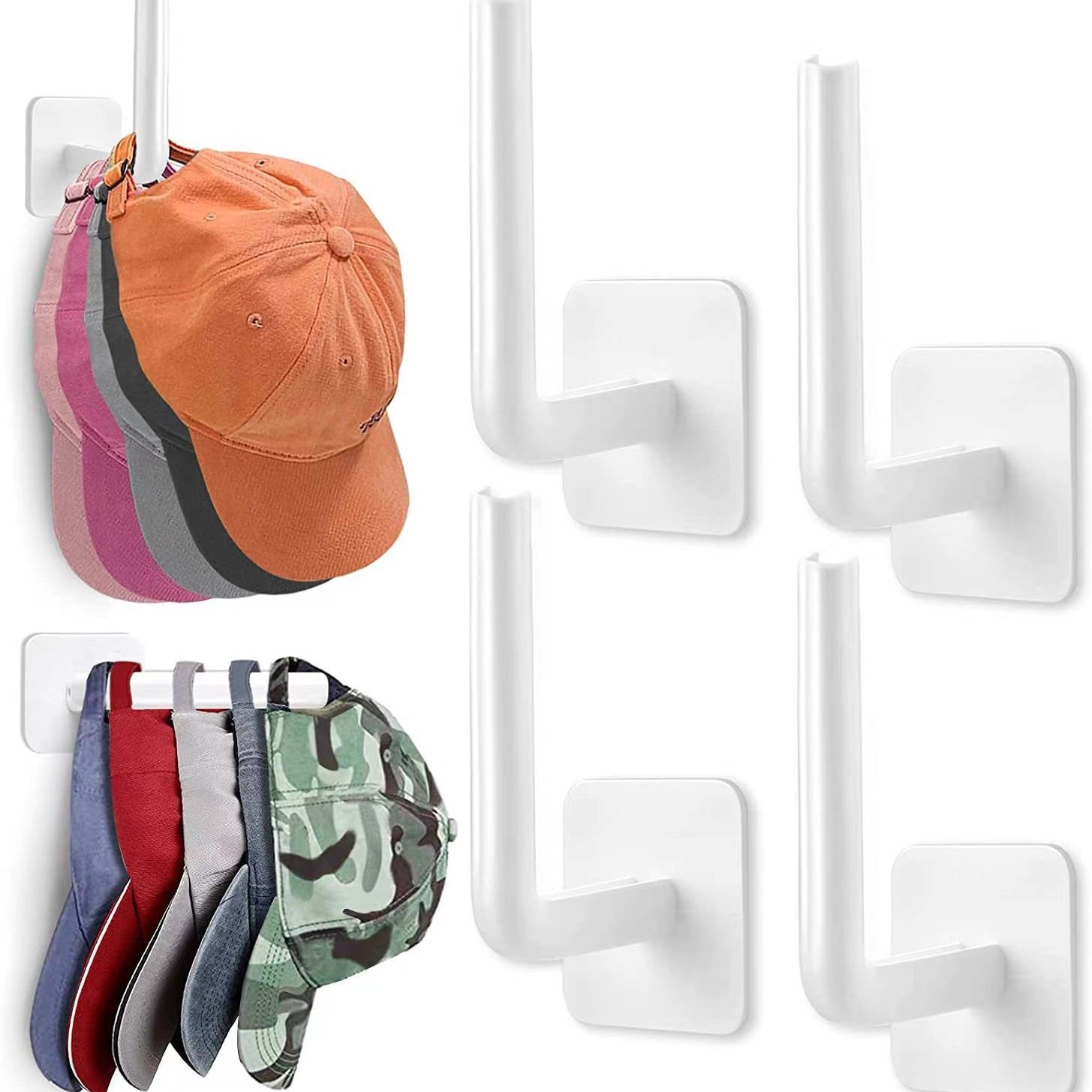 L-shaped cap hook -4 white