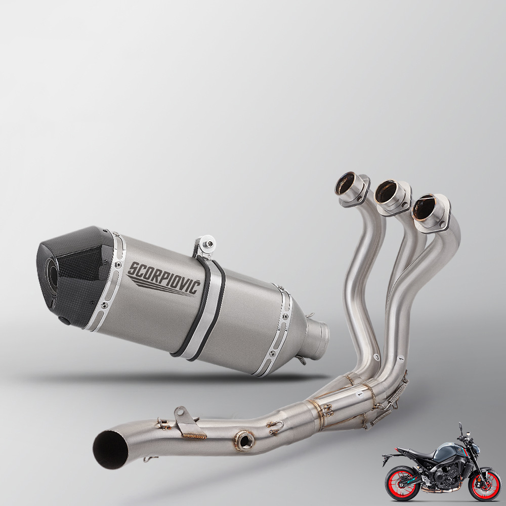 Mt-09 stainless steel fully split front section (14-20)   sr6 titanium color real carbon head