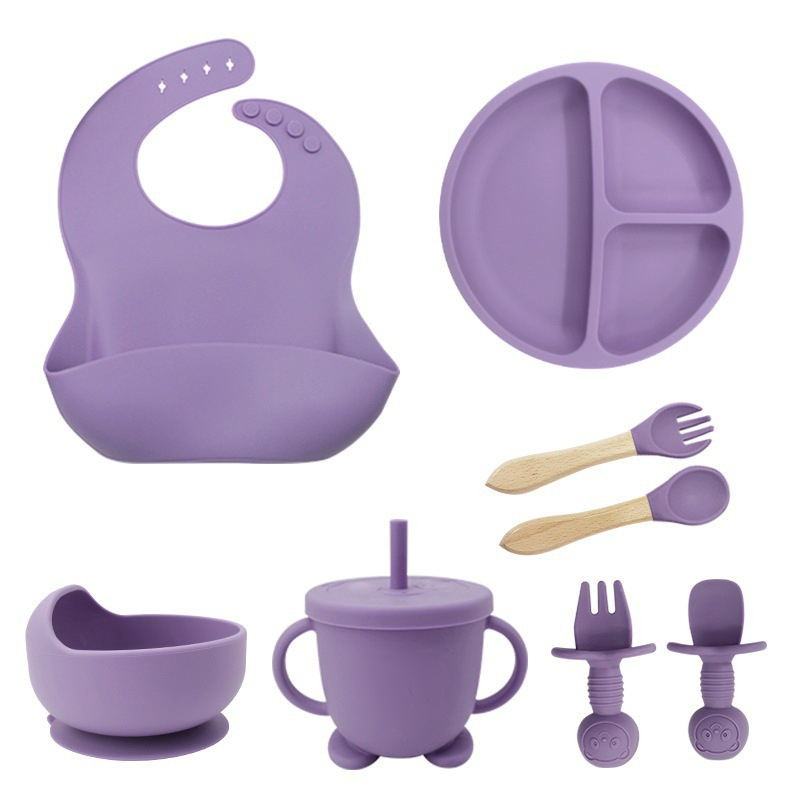 Dark purple-wooden handle disc 8-piece set