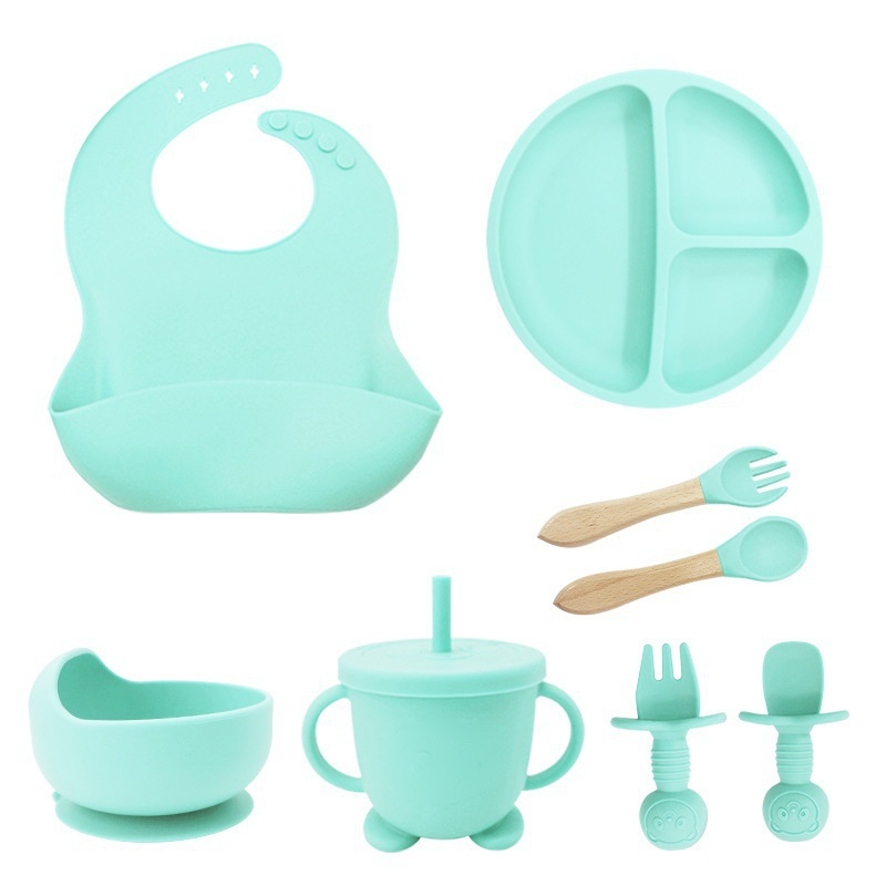 Light green-wooden handle disc 8-piece set