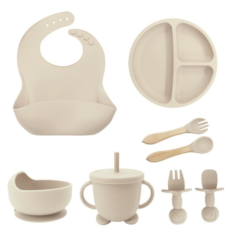 Off-white-wooden handle disc 8-piece set