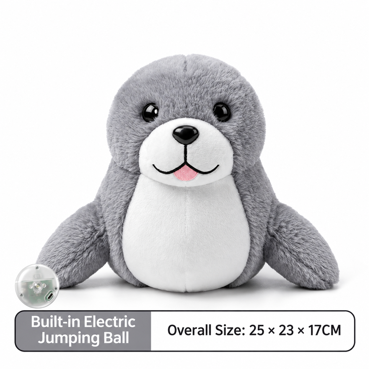 Gray seal with bouncy ball