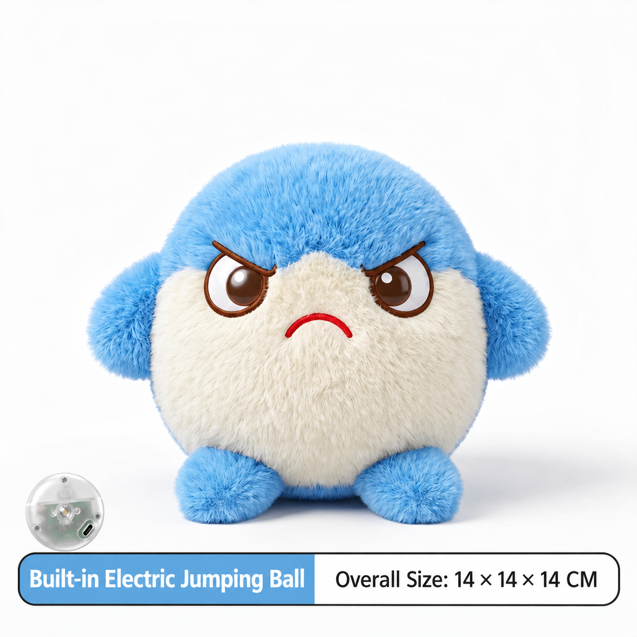 Blue emoji with bouncy ball