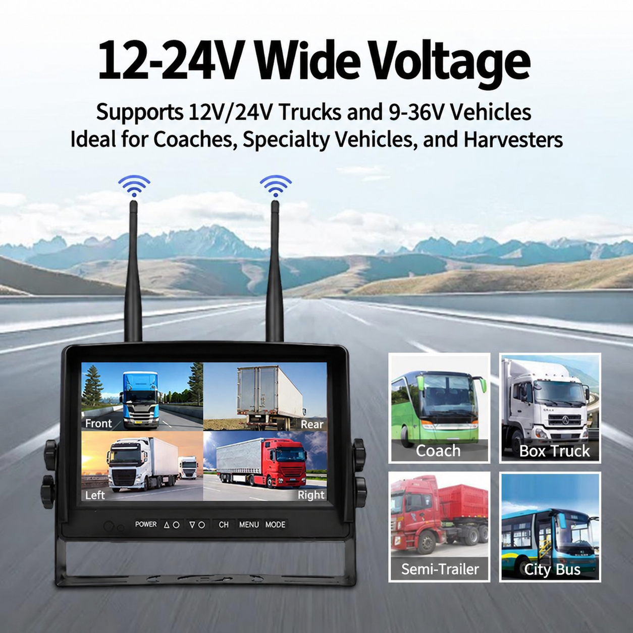 Dual antenna wireless car monitor