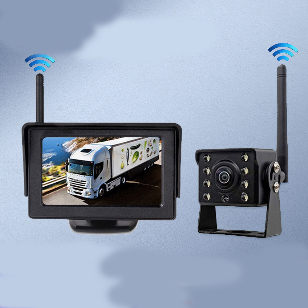 4.3inch HD car wireless monitor and one 8-light camera