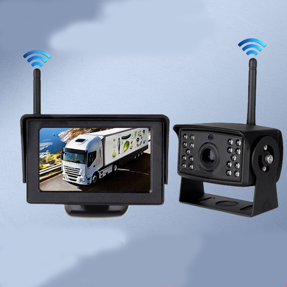 4.3inch HD car wireless monitor and one 18-light camera