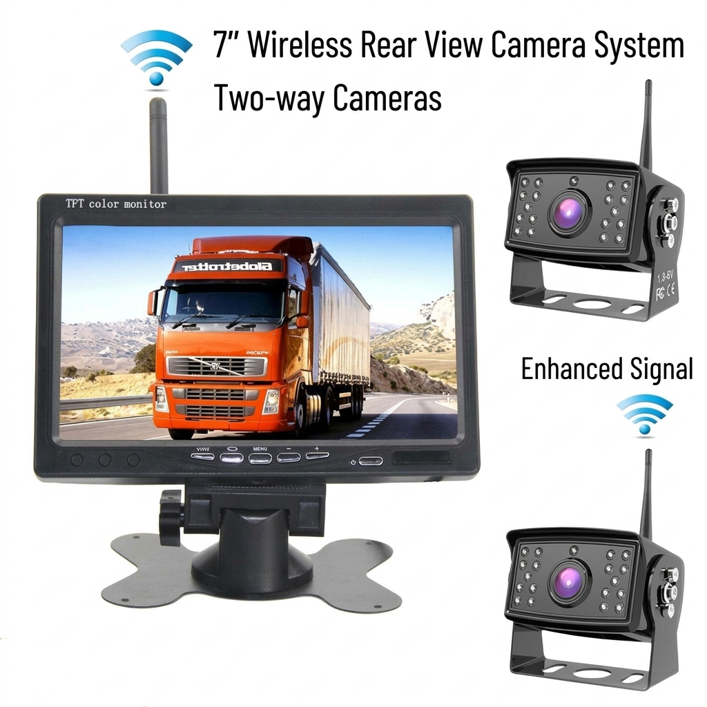 2.4g wireless car display and 2 cameras