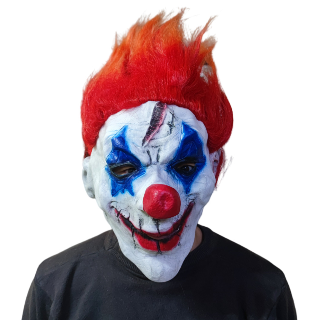 Red flame blue nose clown