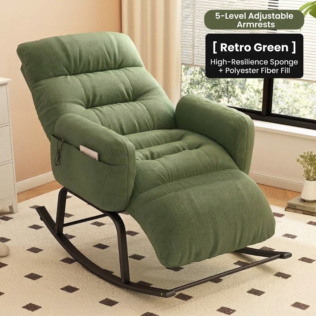 [corduroy] retro green   leg rest (five-position armrest adjustment)