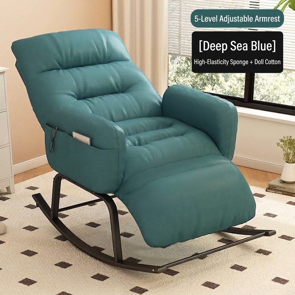 [Scratch-Resistant Fabric] deep sea blue   with leg rest (five-position adjustment of armrests)