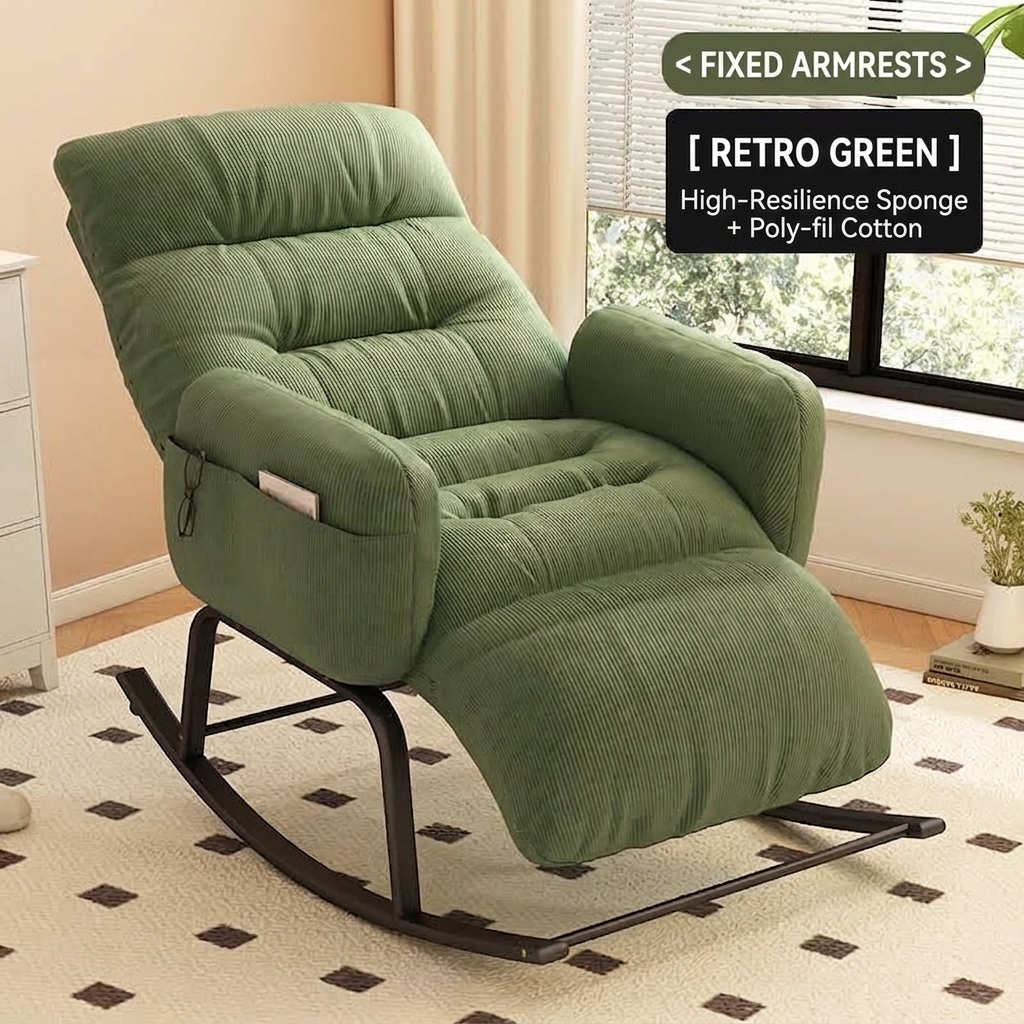 [corduroy] retro green   with leg rest (fixed armrest)