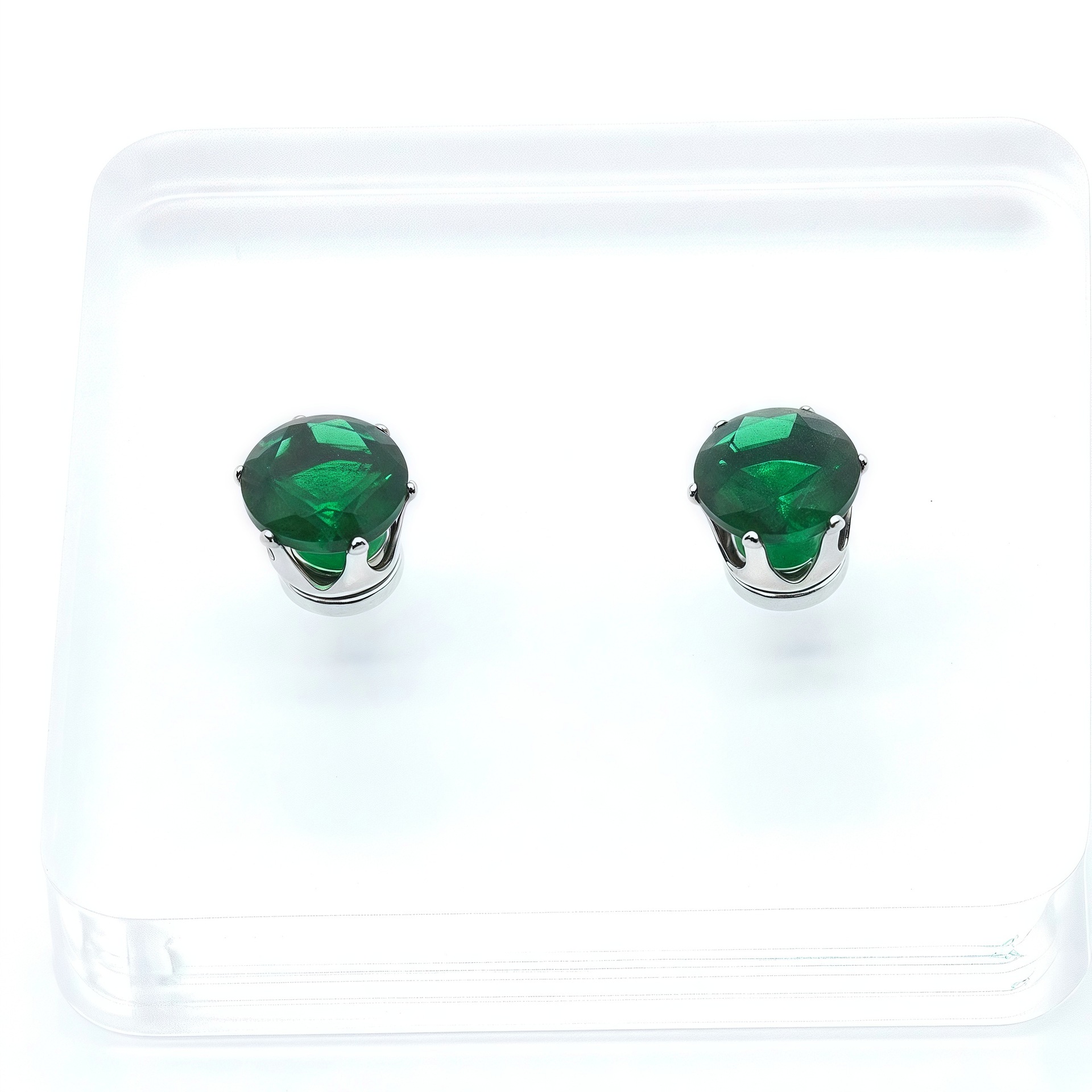 Dark green zircons (8mm pair)