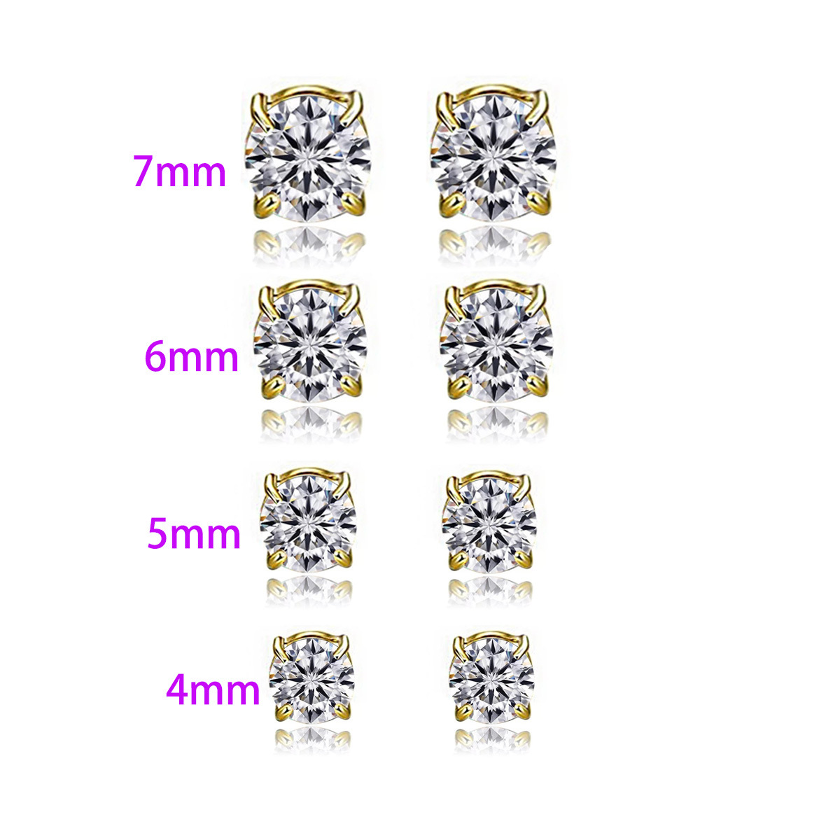 2:Golden white diamond set 4mm-7mm