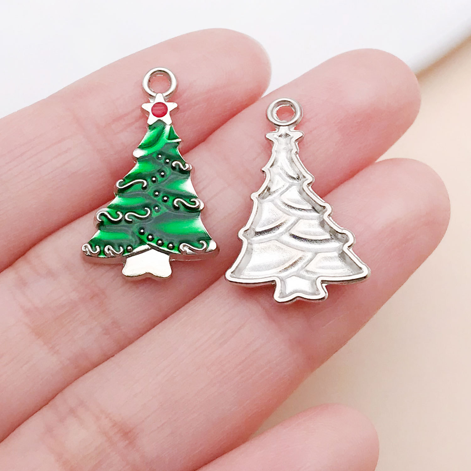 4:12631-1 14x24-1.1g green dripping white k zinc alloy christmas tree