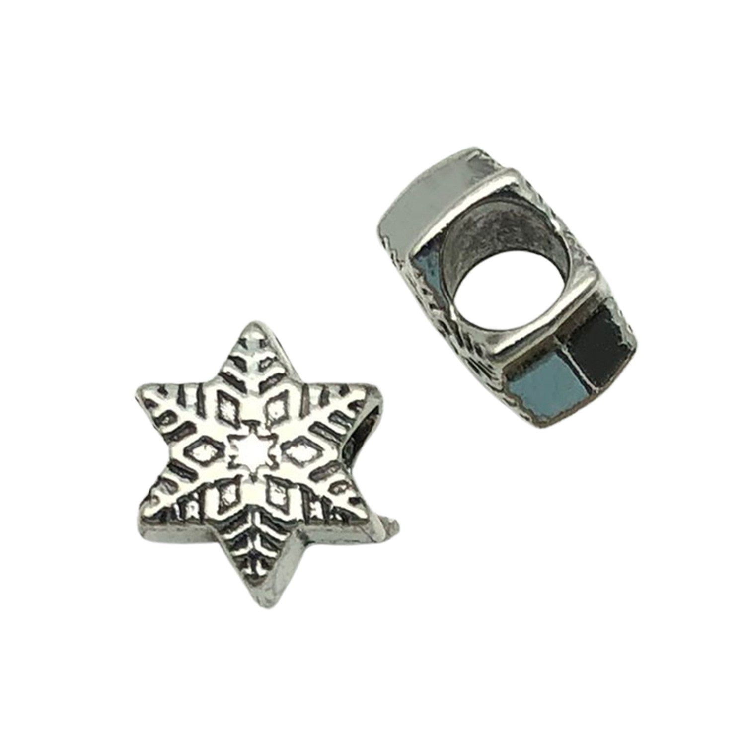1:8797-6x9 hole 4.5mm-1.3g ancient silver hexagonal christmas snowflake panjia large hole beads