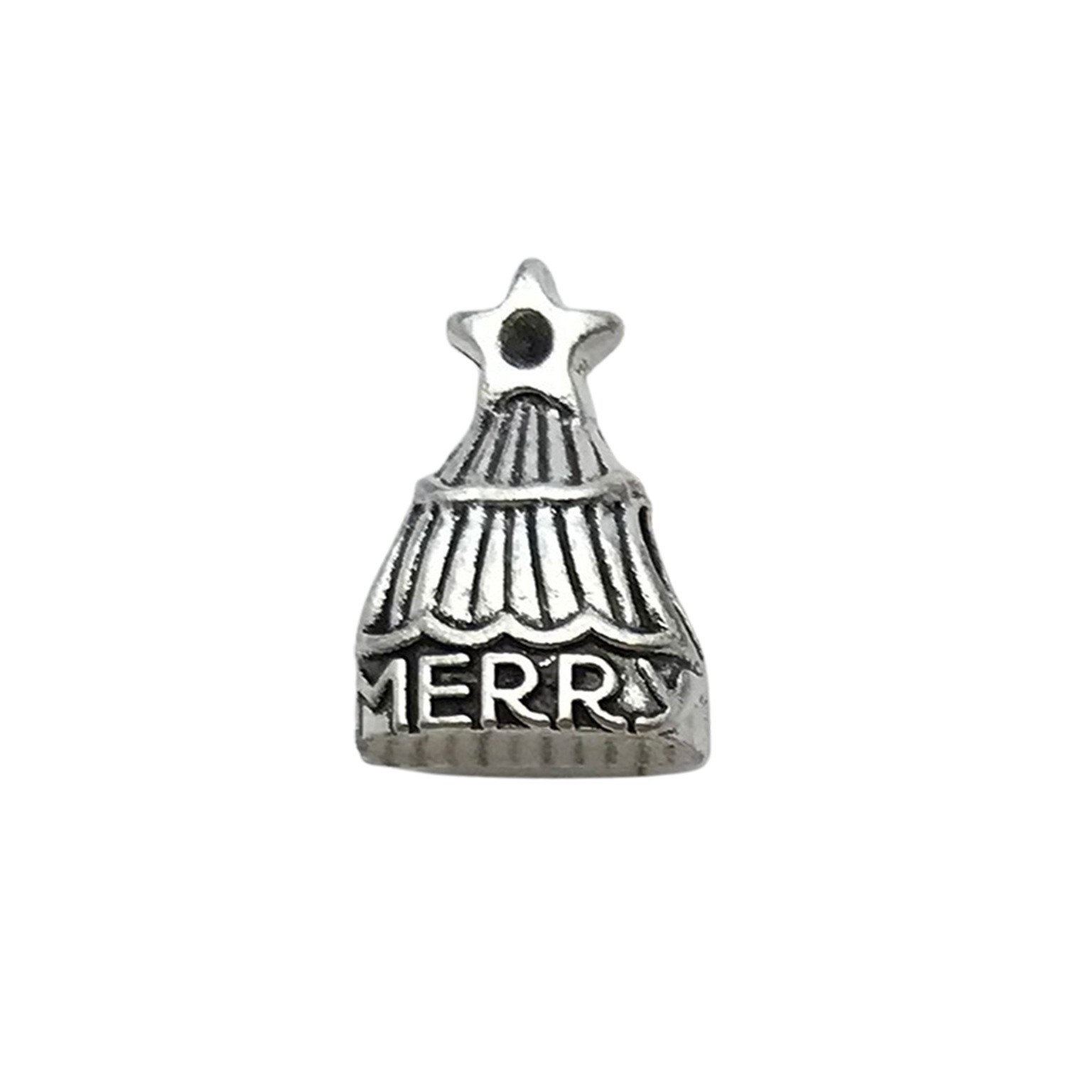 3:15186-12x15-3g ancient silver zinc alloy christmas tree pan family large hole beads