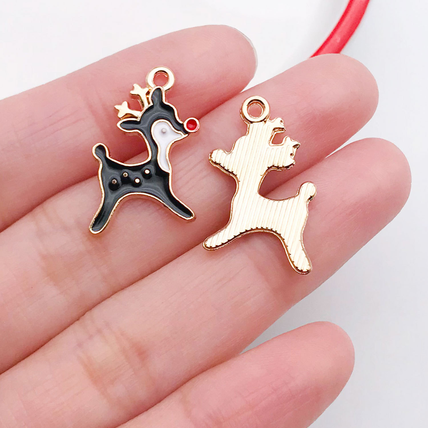11:14270-1 black dripping oil zinc alloy christmas deer 14x21mm-1.2g
