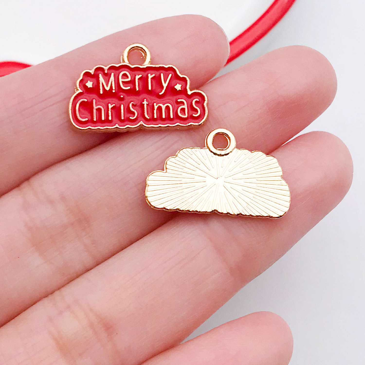 15:21049-1 red zinc alloy christmas letter brand merrychristmas13x20mm-1.3g